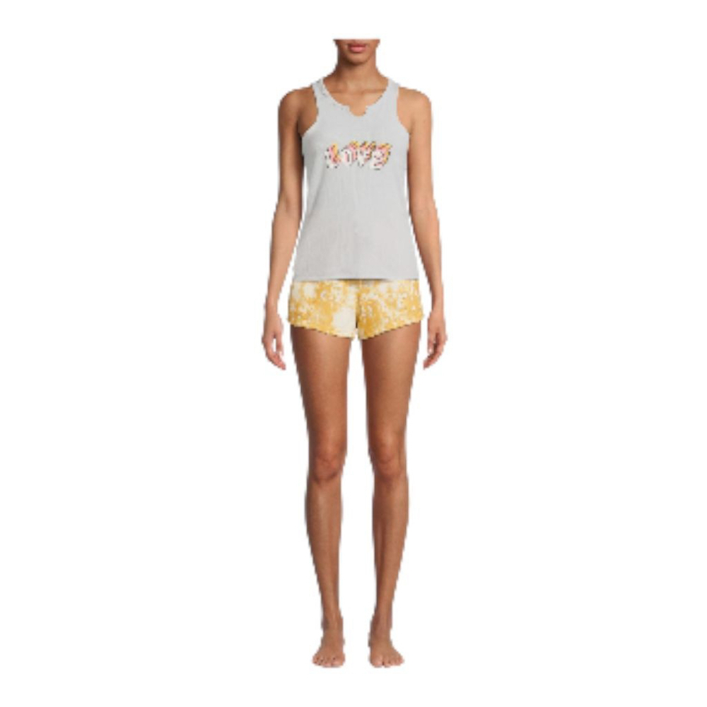 Love @ First Sight Grey Ribbed "Love" Tank with Tie Dye Shorts Set NWT